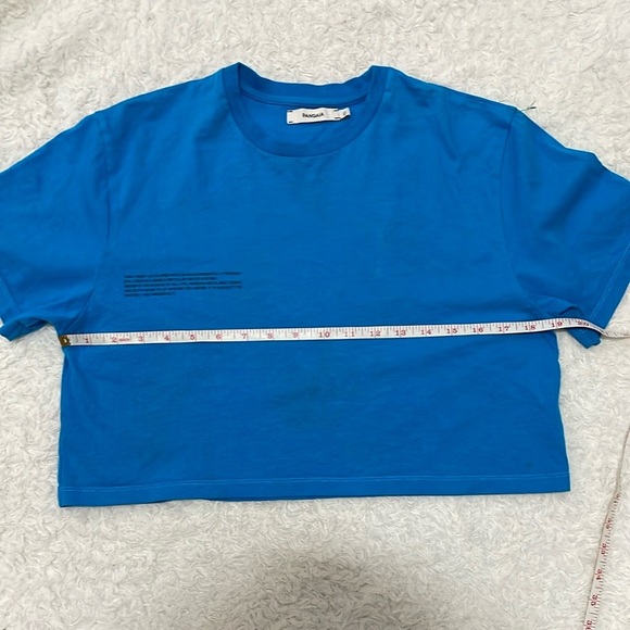 Pangaia Blue Boxy Crop T-Shirt Short Sleeve - Picture 8 of 13